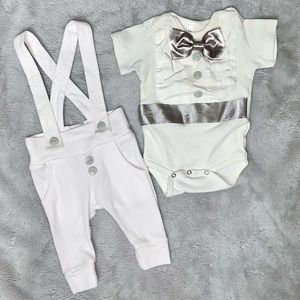 Etsy Baby Boy Baptism Blessing Christening Wedding Formal Tuxedo Outfit Sz 0-3Mo